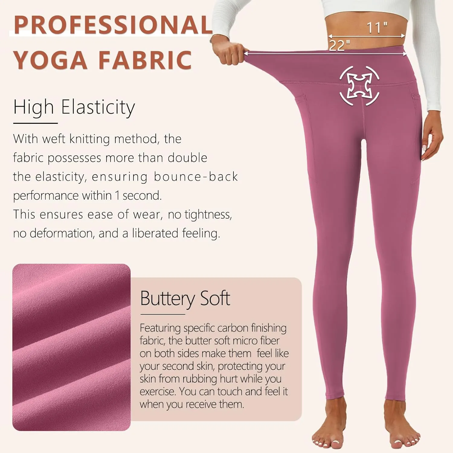ALAVIKING Yoga Pants for Women Double Layer High Waisted Yoga Leggings Tummy Control Workout Pants with Pocket Stretchy