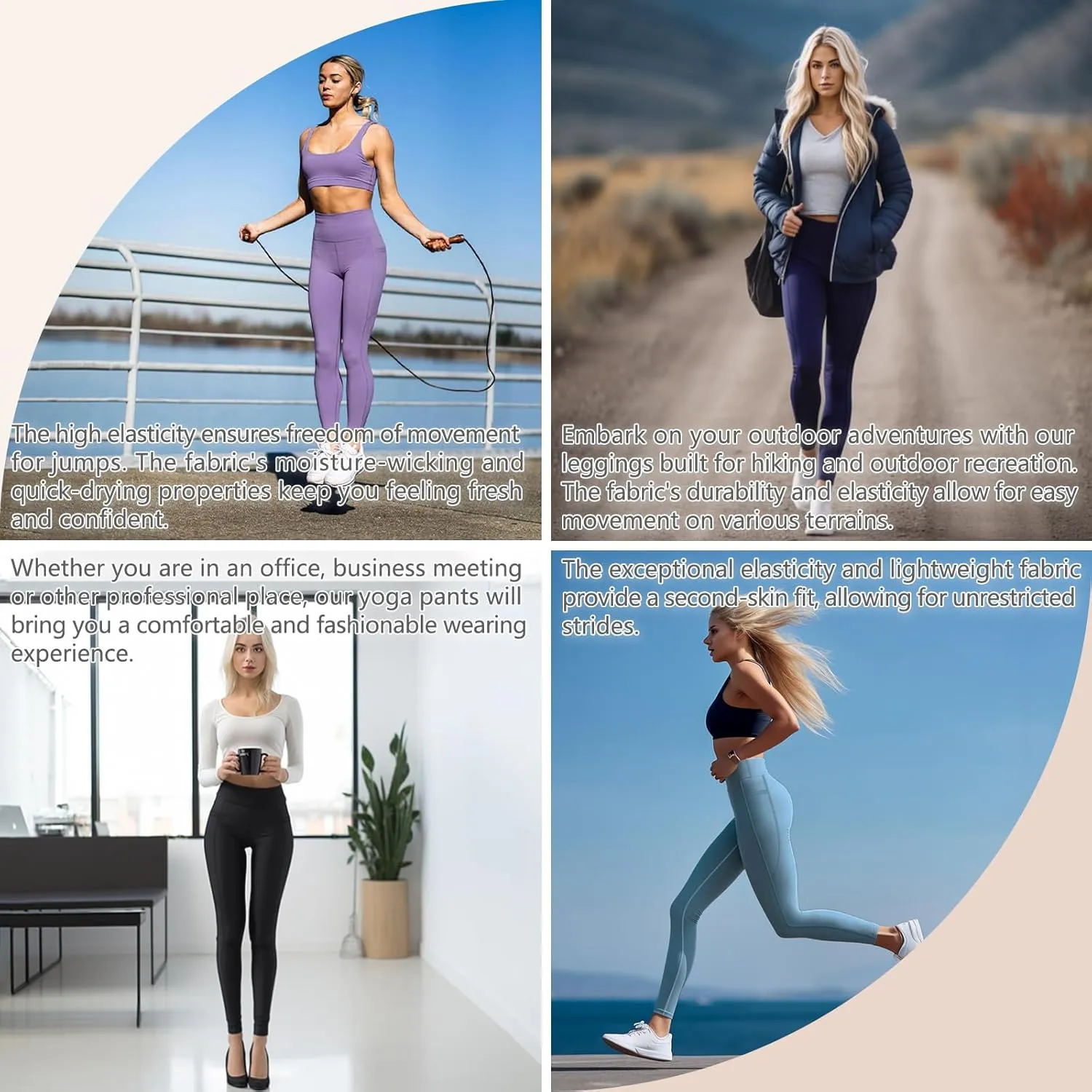 ALAVIKING Yoga Pants for Women Double Layer High Waisted Yoga Leggings Tummy Control Workout Pants with Pocket Stretchy