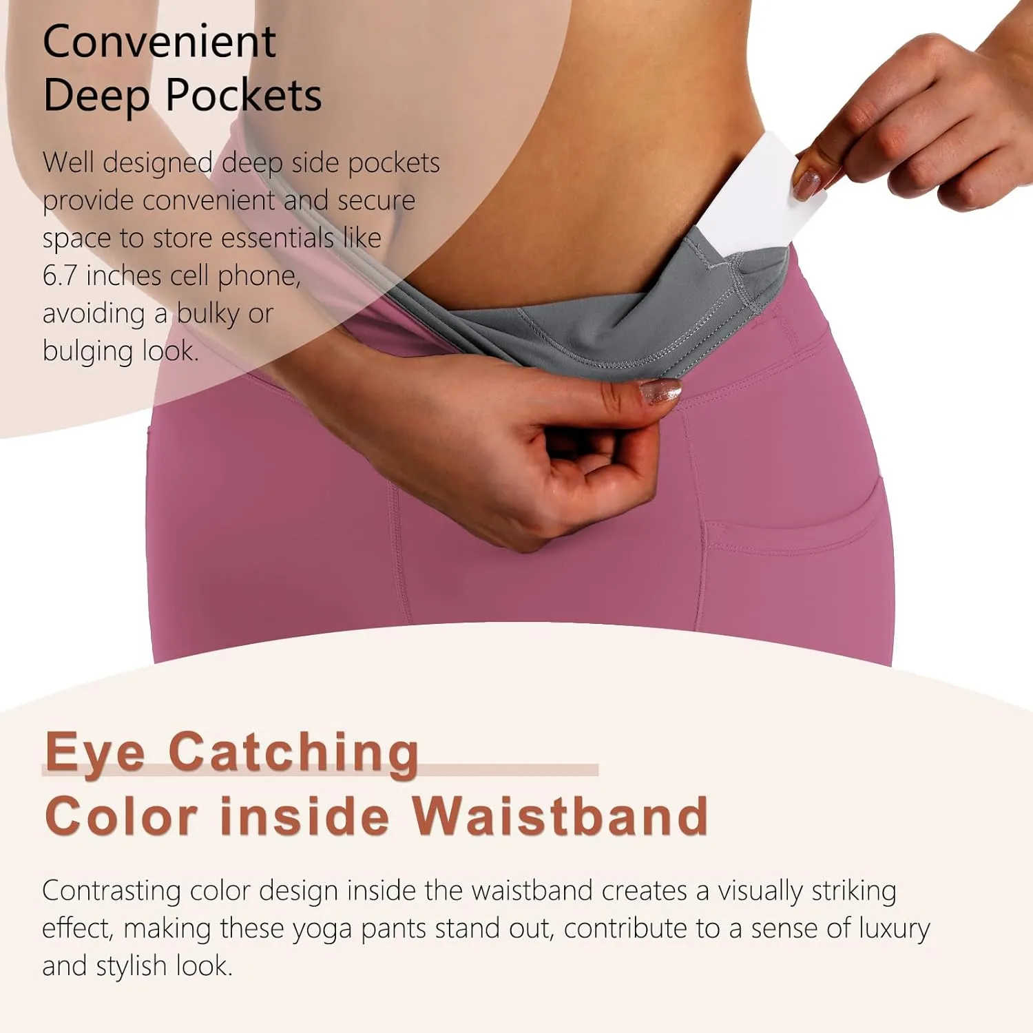 ALAVIKING Yoga Pants for Women Double Layer High Waisted Yoga Leggings Tummy Control Workout Pants with Pocket Stretchy