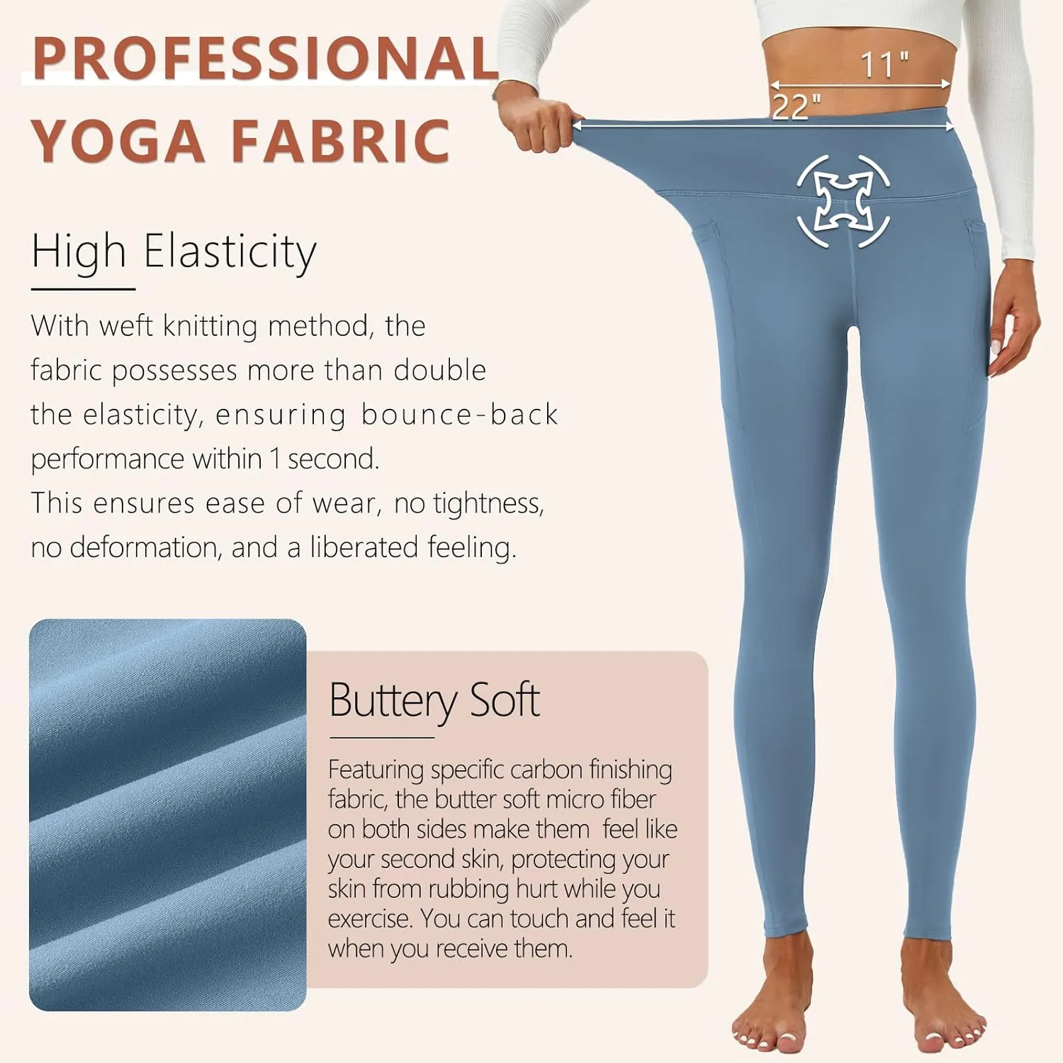 ALAVIKING Yoga Pants for Women Double Layer High Waisted Yoga Leggings Tummy Control Workout Pants with Pocket Stretchy