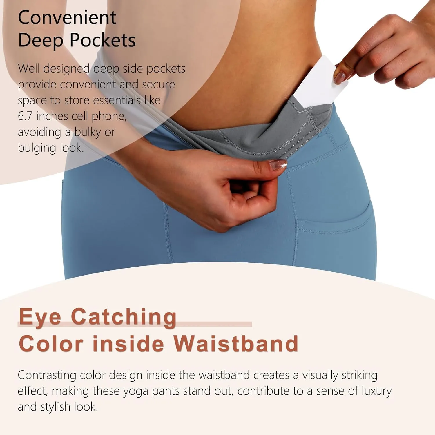 ALAVIKING Yoga Pants for Women Double Layer High Waisted Yoga Leggings Tummy Control Workout Pants with Pocket Stretchy