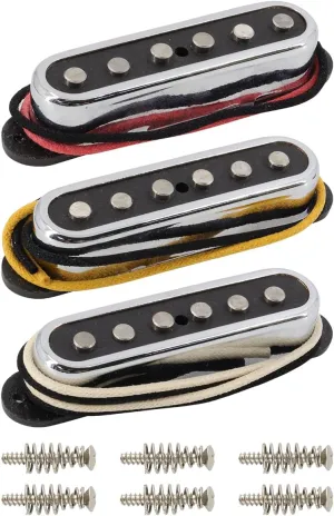 Alnico 5 ST Pickup Single Coil Pickups Open Style Neck/Middle/Bridge Pickup Set for Stratocaster Electric Guitar Parts Replacement (Chrome Cover)