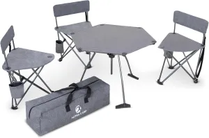 ALPHA CAMP Portable Camping Chair and Table Set, Folding Camping Table Chair Set, Lightweight Backpacking Camping Chairs and Table Combo for Patio, Backyard, Garden, Poolside, Beach, Lawn, Porch