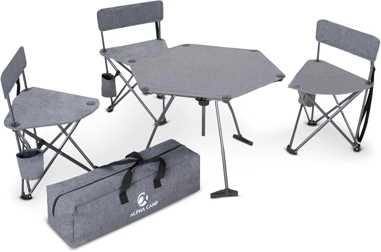 ALPHA CAMP Portable Camping Chair and Table Set, Folding Camping Table Chair Set, Lightweight Backpacking Camping Chairs and Table Combo for Patio, Backyard, Garden, Poolside, Beach, Lawn, Porch