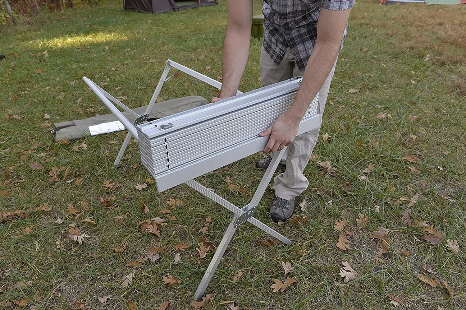 ALPS Mountaineering Folding Camping Table with Smooth Easy-to-Clean Roll Top and Sturdy and Lightweight Aluminum X Frame, Shoulder Carry Bag, 3 Sizes