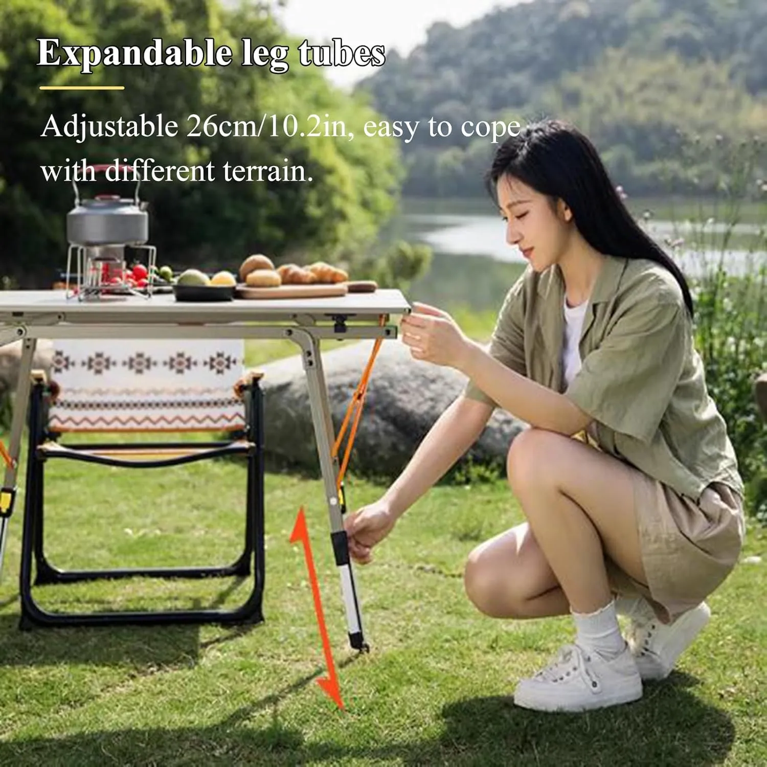 Aluminum Alloy Camping Table Folding Picnic Tables Ultralight Compact Camping Table Roll Up Table Top for Camping Hiking
