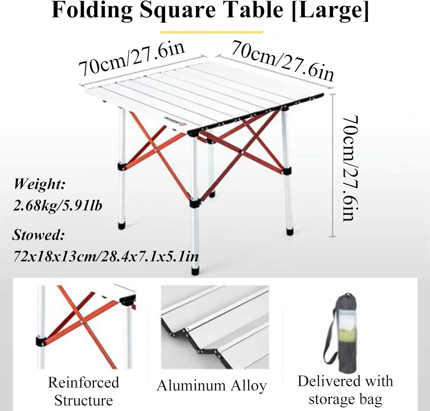 Aluminum Alloy Camping Table Folding Picnic Tables Ultralight Compact Camping Table Roll Up Table Top for Camping Hiking