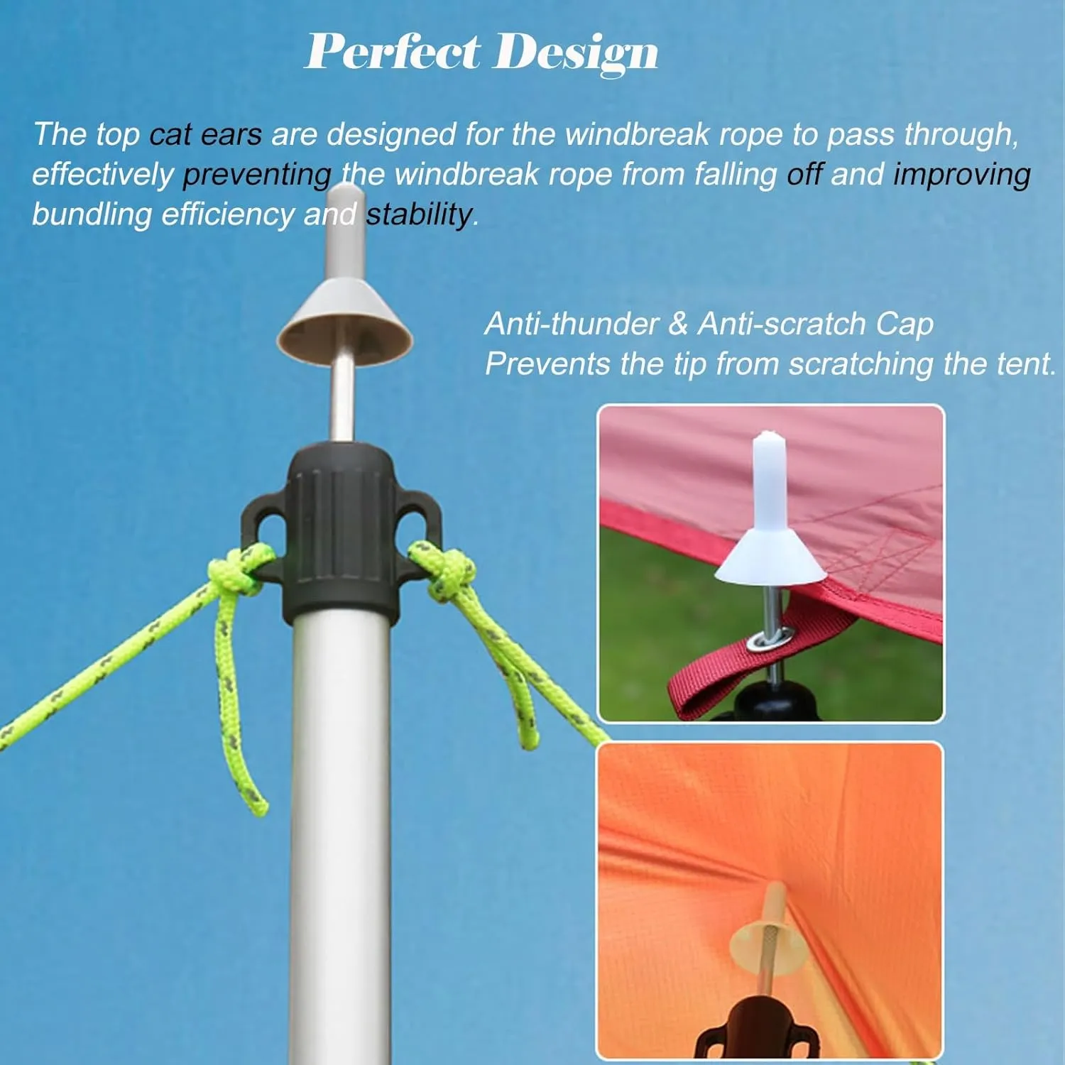 Aluminum Alloy Telescoping Tarp Poles, Lightweight Adjustable Tent Poles with Non-Slip Feet Covers, Portable Outdoor Camping Poles for Backpacking/Hiking(Silver-1 bar)