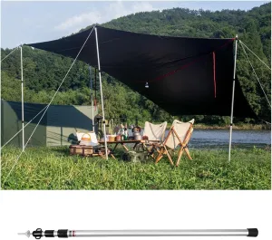 Aluminum Alloy Telescoping Tarp Poles, Lightweight Adjustable Tent Poles with Non-Slip Feet Covers, Portable Outdoor Camping Poles for Backpacking/Hiking(Silver-1 bar)