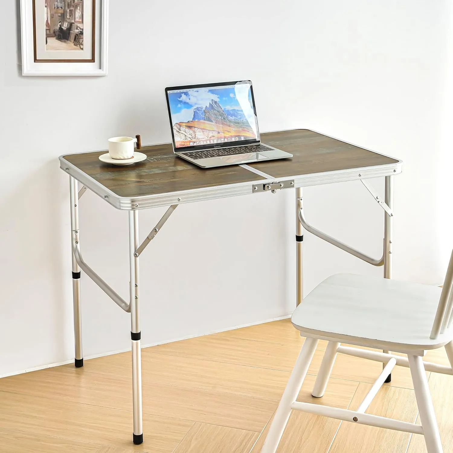 Aluminum Camp Table, Folding Table Portable,Lightweight,Foldable with 2 Adjustable Height, Indoor Outdoor Table for Cooking, Picnic, (2 Heights), 36''L x24''W