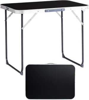 Aluminum Folding Camping Table 2.3ft – Portable Outdoor Picnic Table, Lightweight Black Foldable Table for Camping, RV, Beach, BBQ, Tailgating (Black)