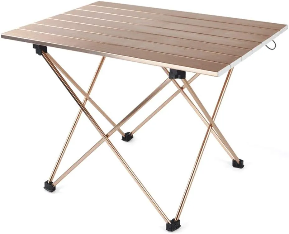 Aluminum Folding Camping Table, Portable Compact Roll Up Camp Table, 2 Size Lightweight Picnic Table with Carry Bag for Hiking, BBQ, Fishing and Travel
