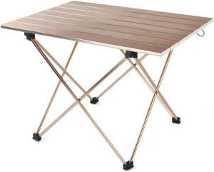 Aluminum Folding Camping Table, Portable Compact Roll Up Camp Table, 2 Size Lightweight Picnic Table with Carry Bag for Hiking, BBQ, Fishing and Travel