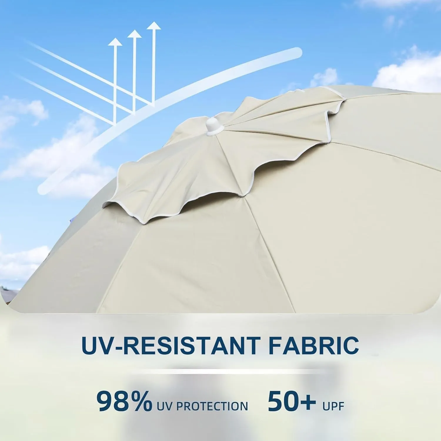 AMMSUN Shade Umbrella, Premium Portable Umbrella with Stand, 6.5ft Lightweight Free Standing Canopy for Sporting Games, Adjustable Instant Sun Protection and Easy to Carry, Beige