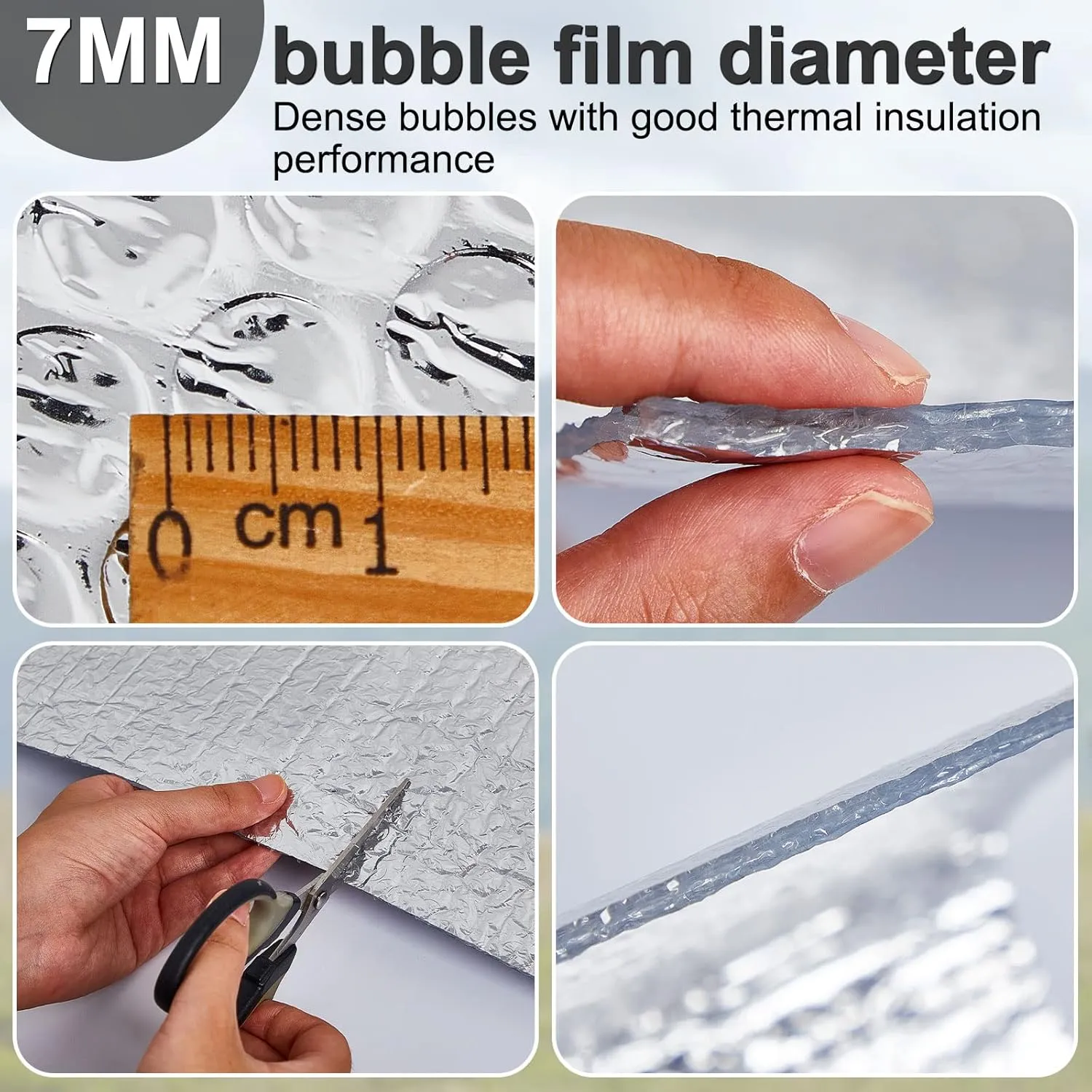 Amylove Double Bubble Reflective Insulation Foil 16.5 Inch x 15 Feet Aluminum Foam Window Insulation Roll for Summer Rv Window Attics Garages Weatherproof