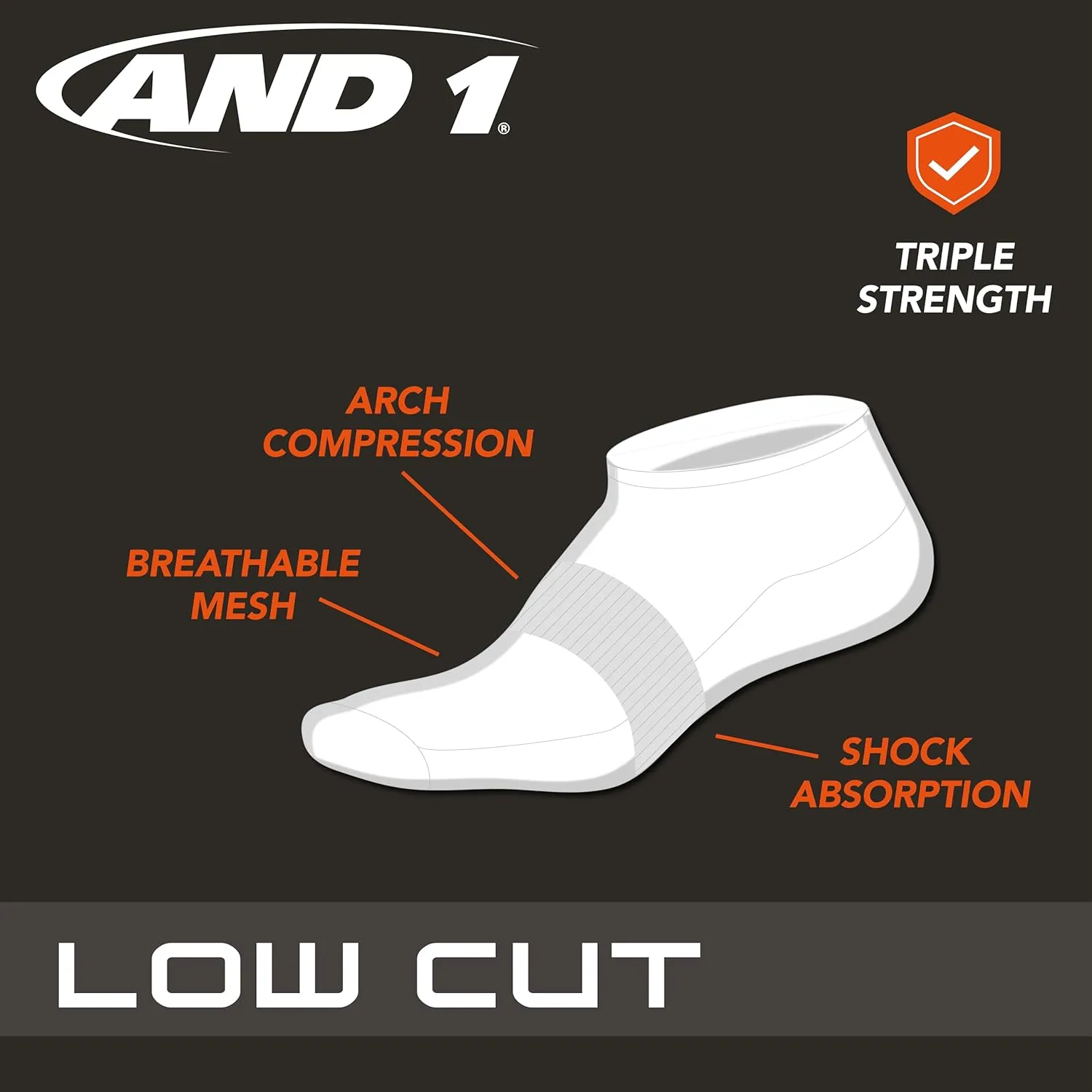 AND1 Men’s Socks – PROPLATINUM Lightweight Low Cut Socks (12 Pack)