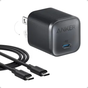 Anker Nano 45W Type C Charger Fast Charging, Compact and Foldable Plug USB C Charger Block for Samsung Galaxy S25 Ultra/S24 Series, iPhone 16 Series, MacBook, Pixel 9, iPad (6 ft Cable Included)