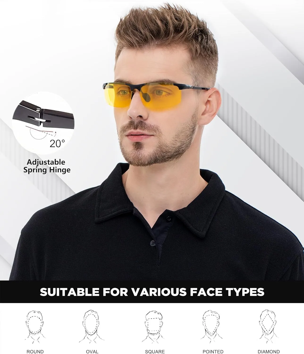ANYLUV Polarized Sunglasses-Men Mens-Sunglasses Sport: Carbon Fiber Lightweight Sun Glasses Al-Mg UV400 Fishing Driving Golf