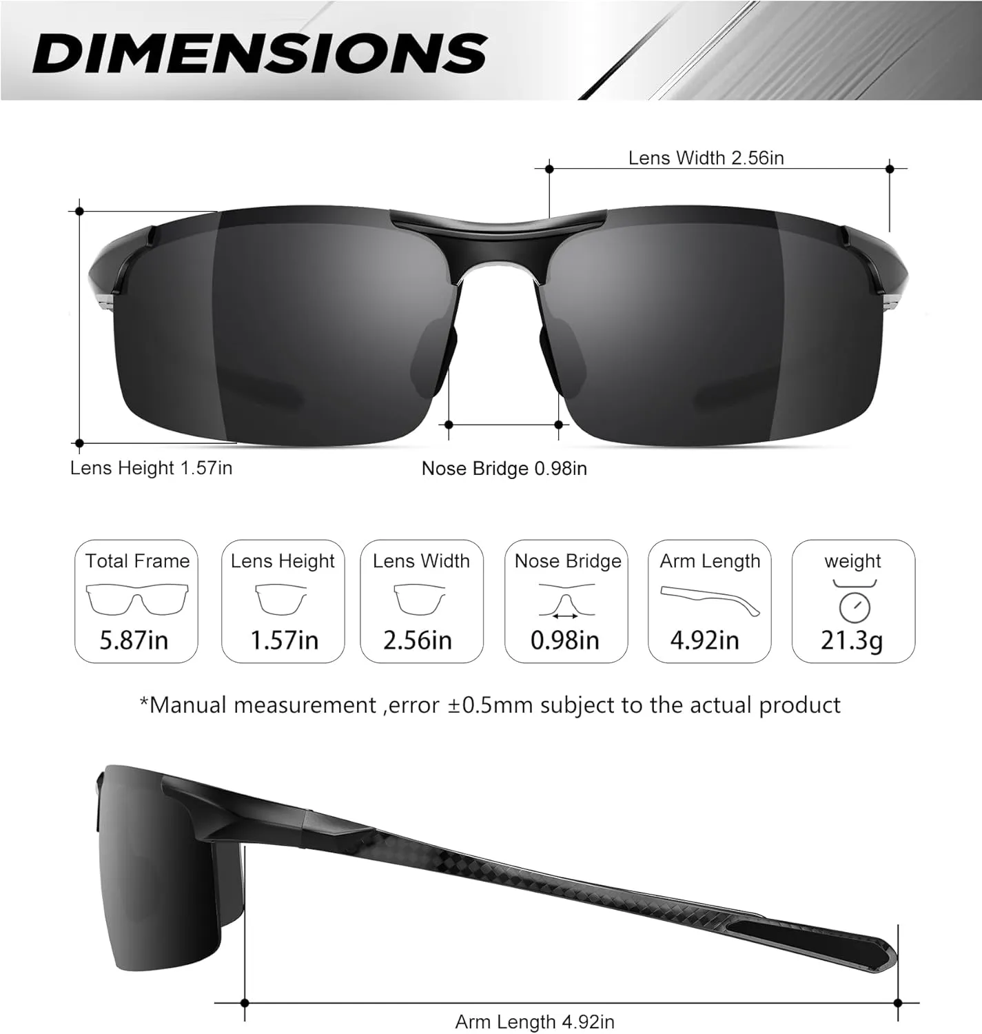 ANYLUV Polarized Sunglasses-Men Mens-Sunglasses Sport: Carbon Fiber Lightweight Sun Glasses Al-Mg UV400 Fishing Driving Golf