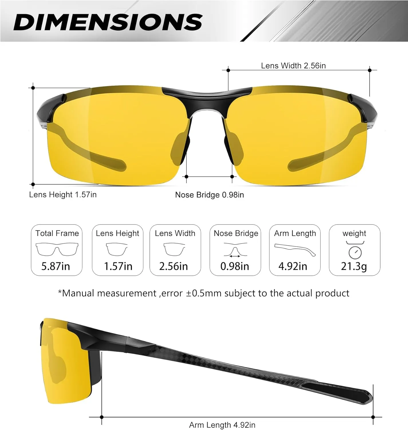 ANYLUV Polarized Sunglasses-Men Mens-Sunglasses Sport: Carbon Fiber Lightweight Sun Glasses Al-Mg UV400 Fishing Driving Golf