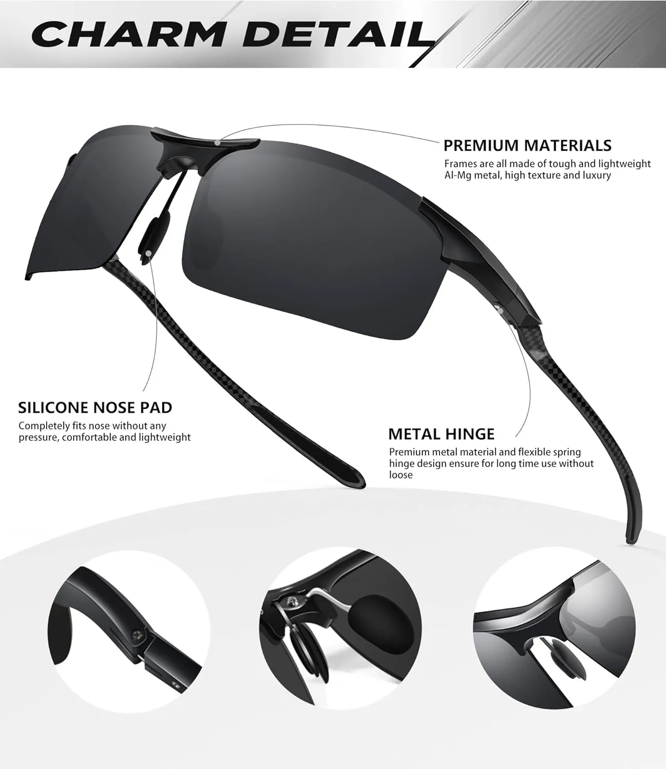 ANYLUV Polarized Sunglasses-Men Mens-Sunglasses Sport: Carbon Fiber Lightweight Sun Glasses Al-Mg UV400 Fishing Driving Golf