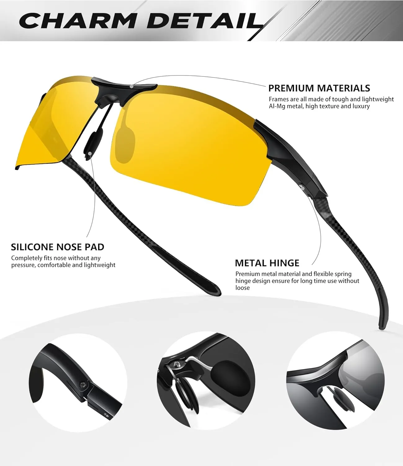 ANYLUV Polarized Sunglasses-Men Mens-Sunglasses Sport: Carbon Fiber Lightweight Sun Glasses Al-Mg UV400 Fishing Driving Golf