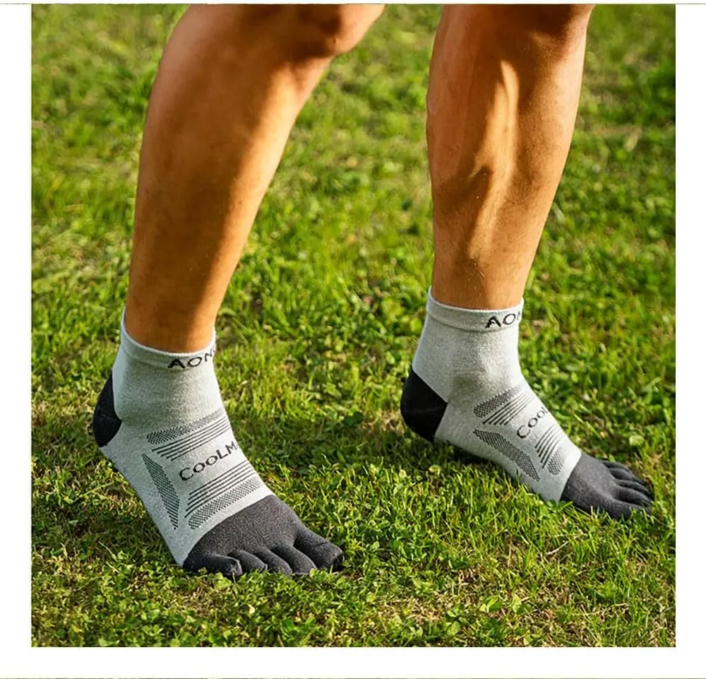 AONIJIE Running Ankle Toe Socks for Men and Women Lightweight Coolmax High Performance Five Finger Athletic Socks