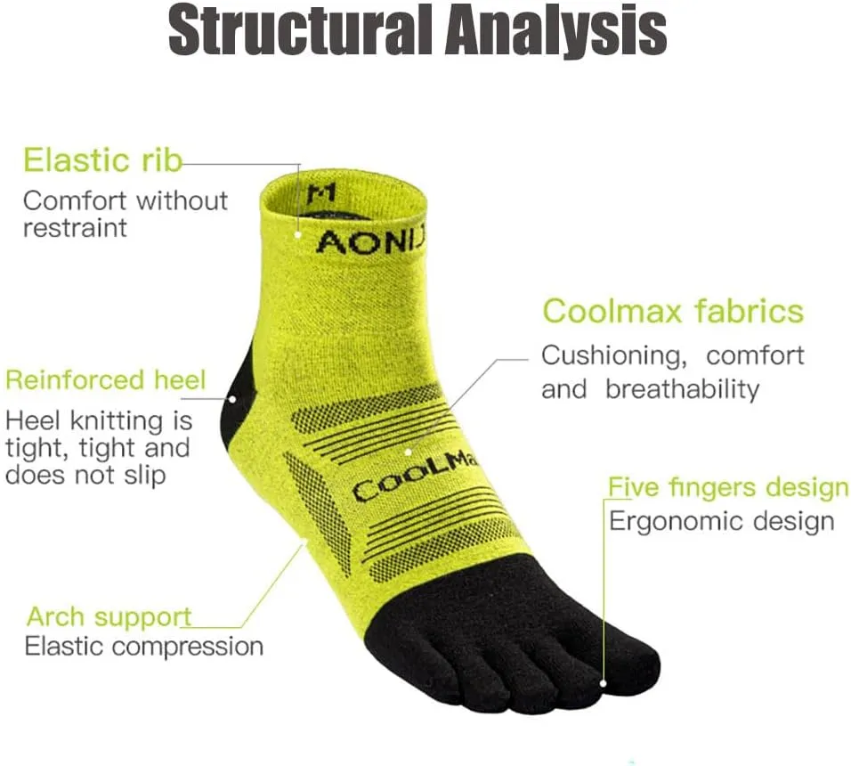 AONIJIE Running Ankle Toe Socks for Men and Women Lightweight Coolmax High Performance Five Finger Athletic Socks