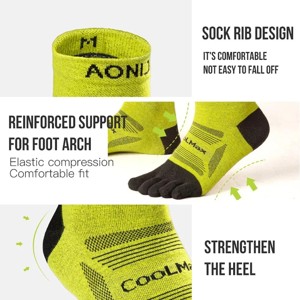 AONIJIE Running Ankle Toe Socks for Men and Women Lightweight Coolmax High Performance Five Finger Athletic Socks