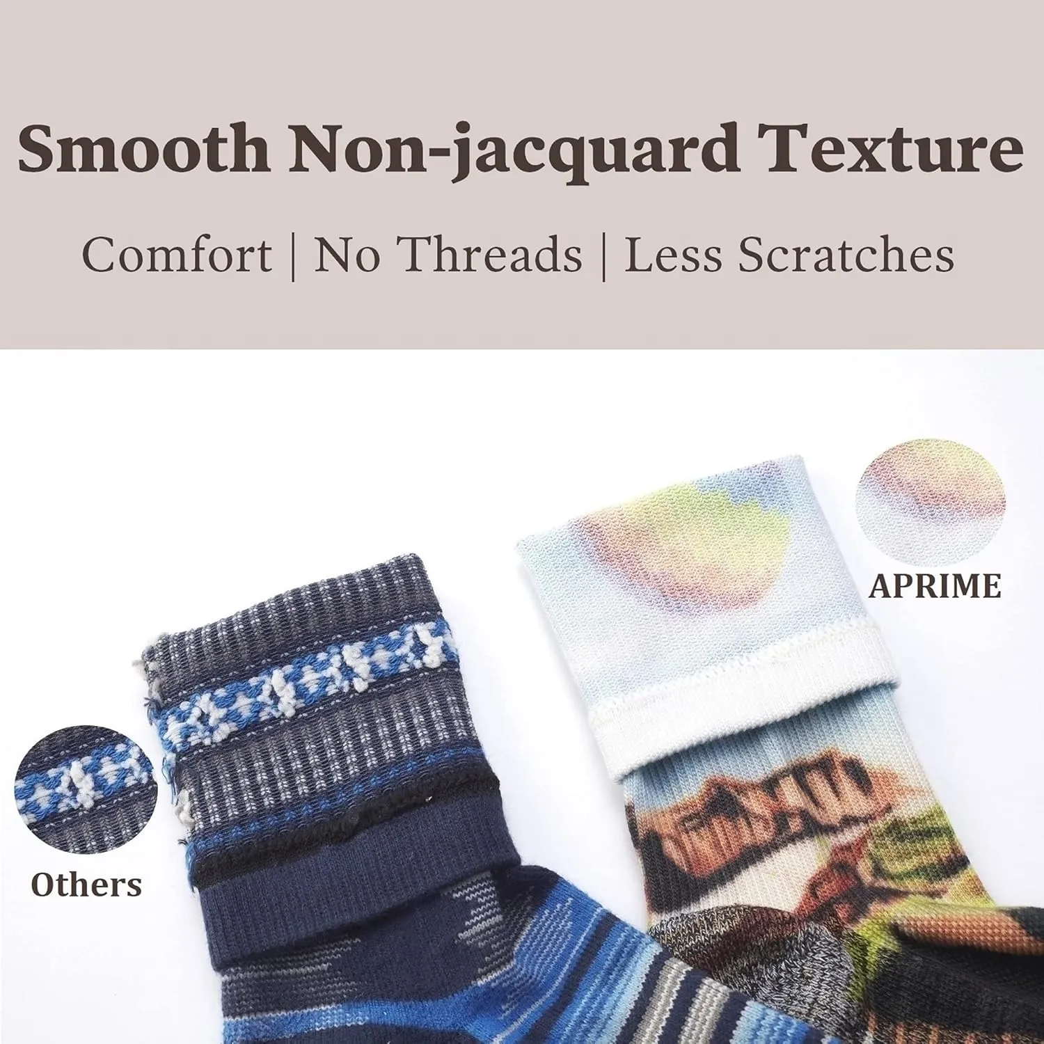 APRIME ECO-CAFE Crew Cushion Outdoor Socks Made from Coffee Grounds for Hiking, Trail Running, Climbing and Cycling