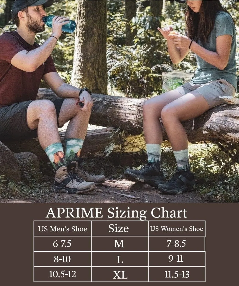 APRIME ECO-CAFE Crew Cushion Outdoor Socks Made from Coffee Grounds for Hiking, Trail Running, Climbing and Cycling