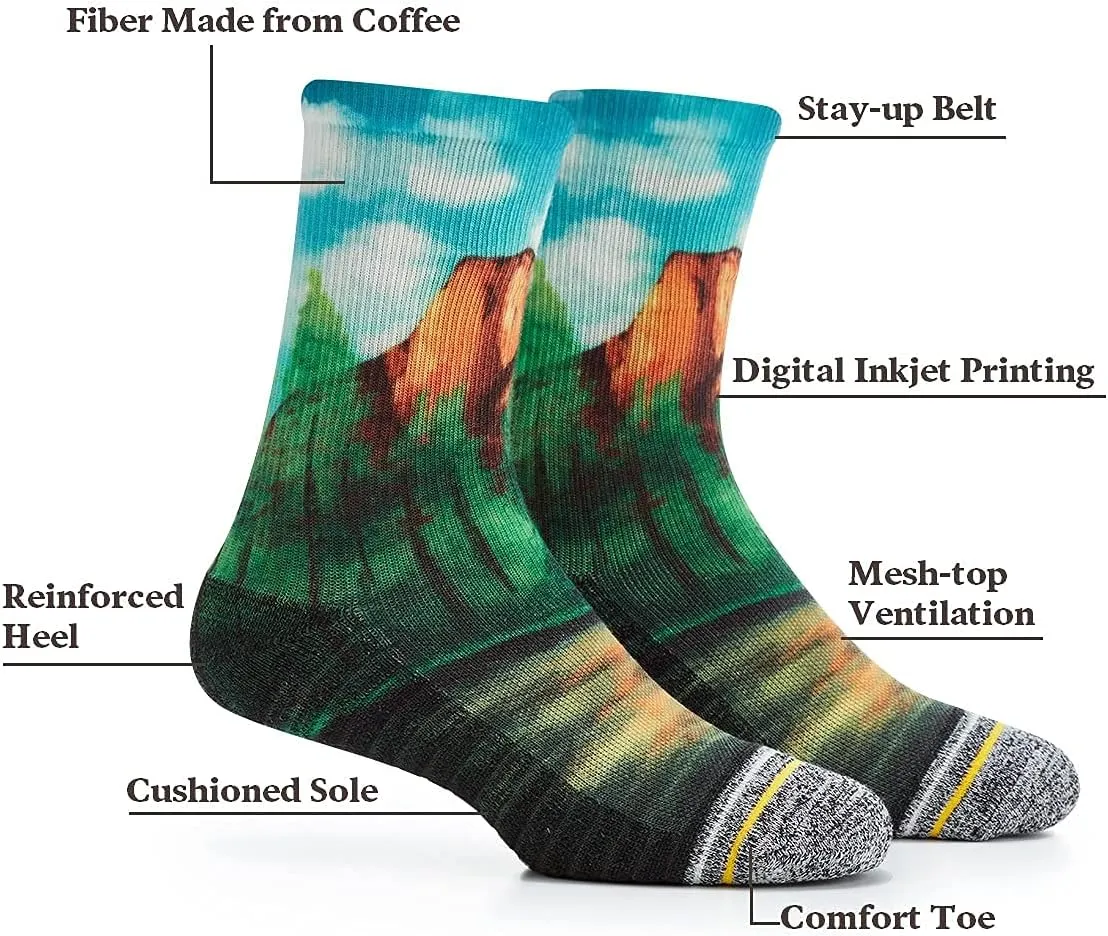 APRIME ECO-CAFE Crew Cushion Outdoor Socks Made from Coffee Grounds for Hiking, Trail Running, Climbing and Cycling