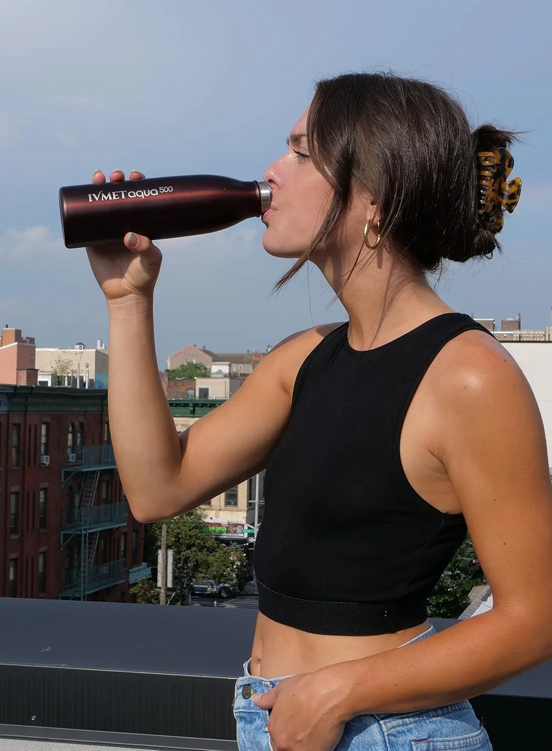 Aqua Stainless Steel Double Wall Vacuum Insulated Drinking Bottle Flask thermos Hydro Metal reusable Canteen for Sport Fitness Outdoor (Coffee Brown, 25.3 Oz/750 ml)
