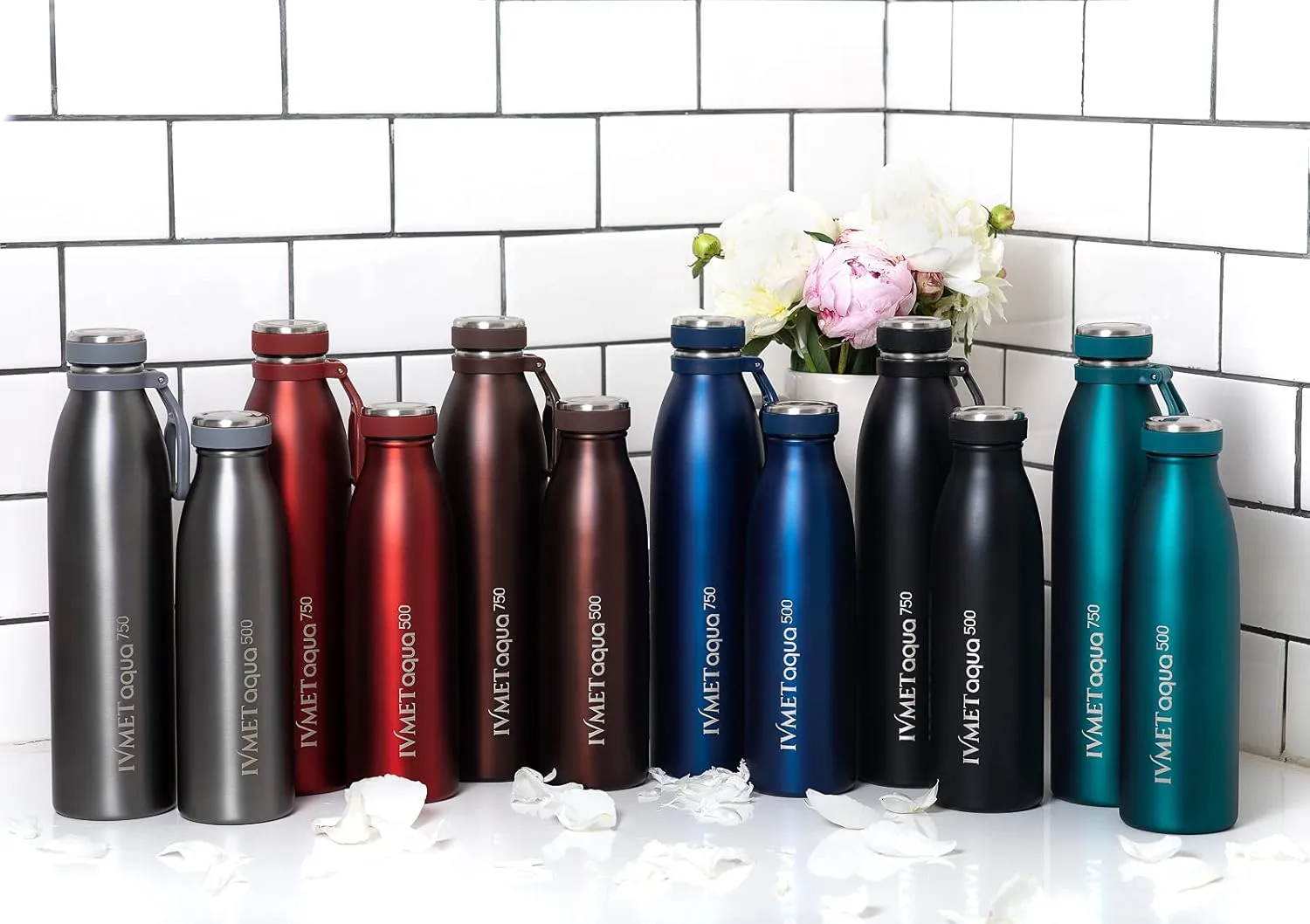 Aqua Stainless Steel Double Wall Vacuum Insulated Drinking Bottle Flask thermos Hydro Metal reusable Canteen for Sport Fitness Outdoor (Coffee Brown, 25.3 Oz/750 ml)
