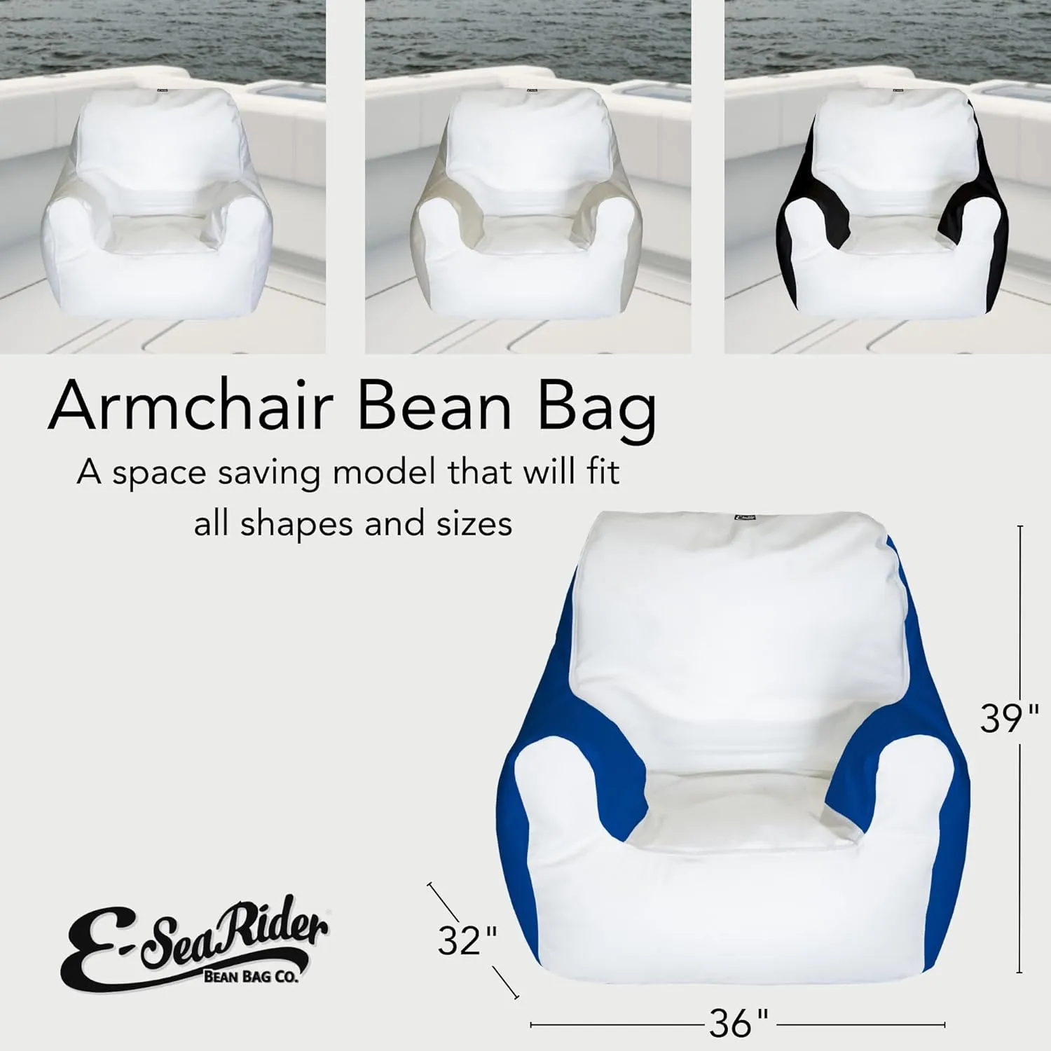Armchair Marine Beanbag, Medium, Multi (White/White)