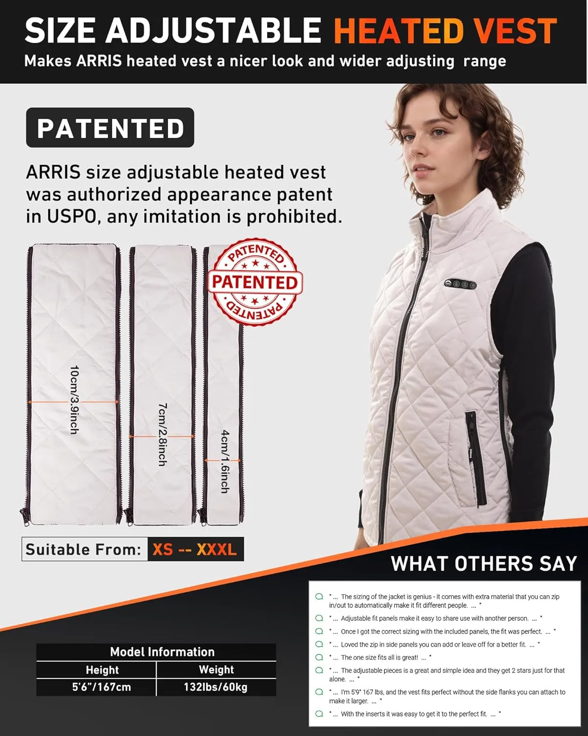 ARRIS Women`s Heated Vest, Size Adjustable 7.4V Electric Warm Vest with Battery Pack…