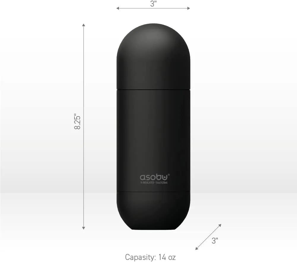 asobu Orb Stainless Steel Double Wall Insulated Travel Water Bottle – Lid Doubles as a Cup 14 Ounce (Teal)