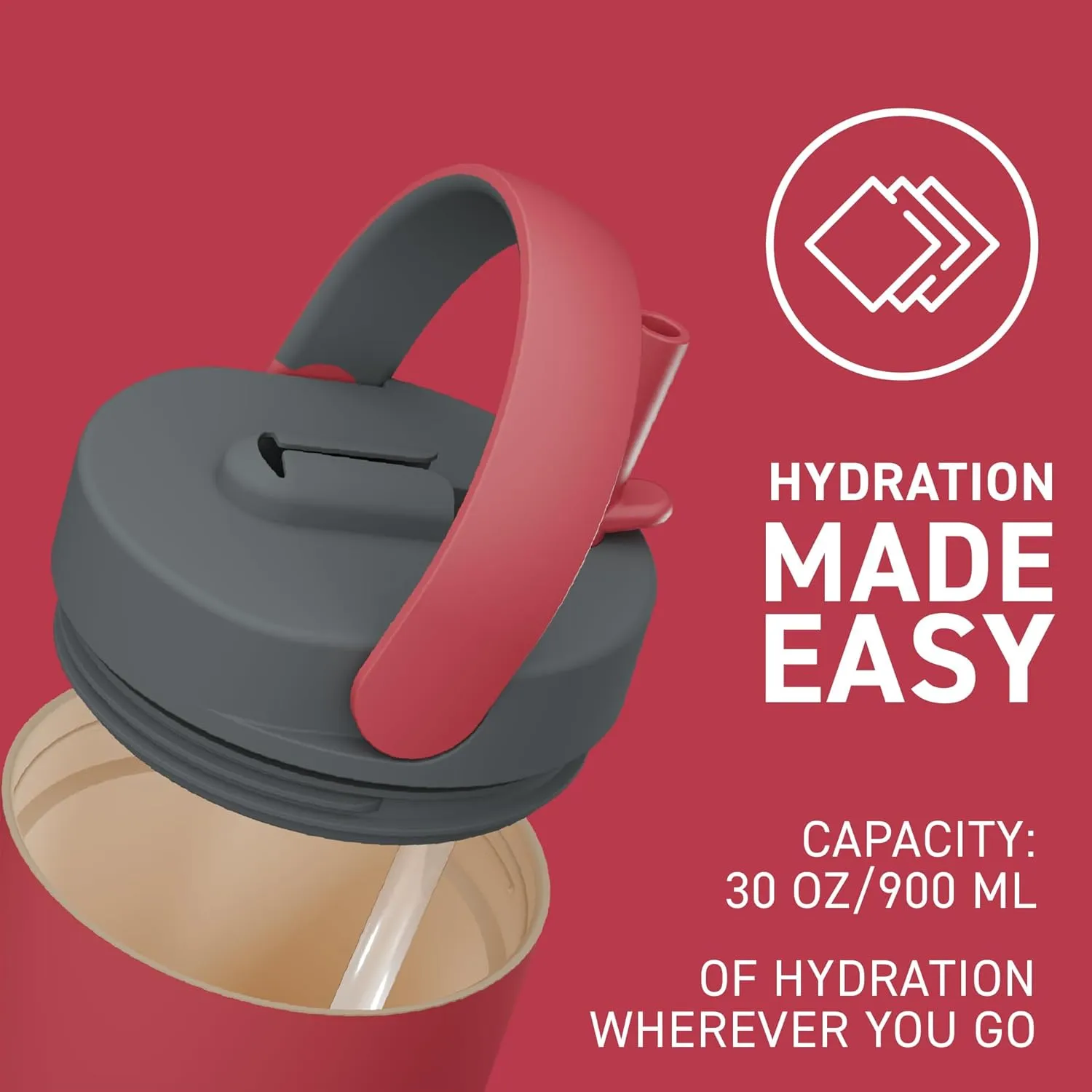 Asobu Orbit 30oz/900ml Water Bottle, Sleek Insulated Bottle with Pop-Up Lid and Carry Handle, Perfect for Iced Coffee, Travel, and Stylish Hydration