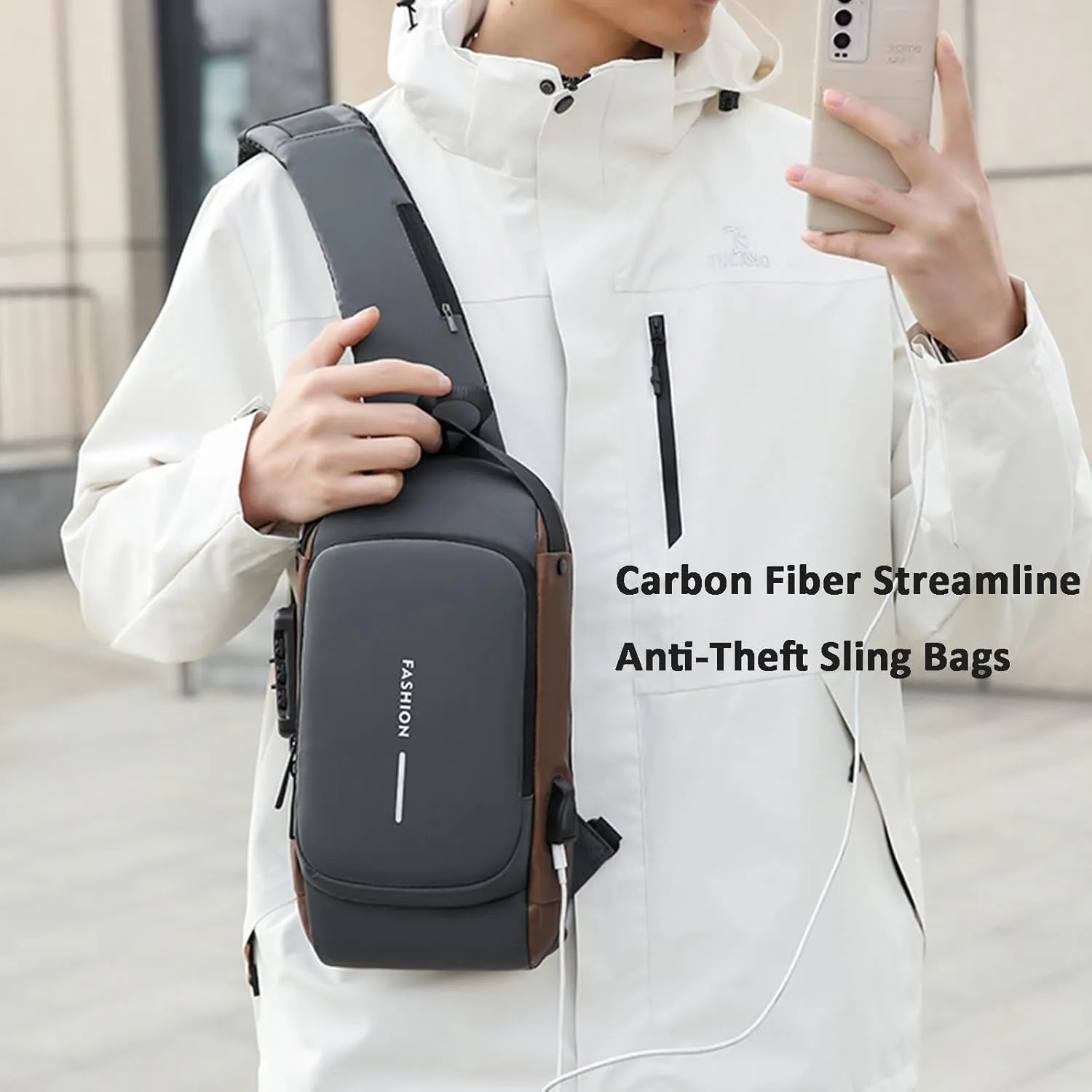 Auricz Bag, Auricz Sling Bag, Leyweio bag, New Carbon Fiber Streamline Anti-Theft Sling Bags, Waterproof Chest bags