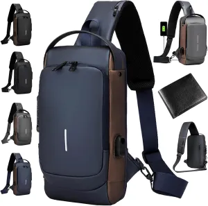 Auricz Bag, New Carbon Fiber Streamline Anti-Theft Sling Bag, Auricz Sling Bag, Crossbody Bag Men, USB Rechargeable