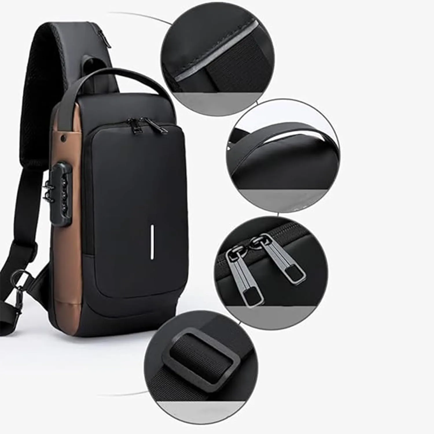 Auricz Bag, New Carbon Fiber Streamline Anti-Theft Sling Bag, Waterproof USB Charging Shoulder Bags for Sports Business(Gray)