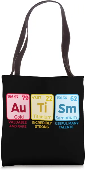 Autism Awareness Elements Periodic Table Men Women mom Kids Tote Bag