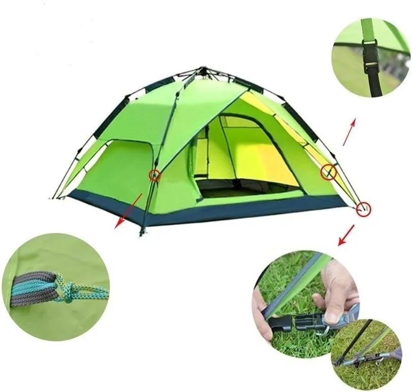 Automatic Camping Tent, 3-4 Person Family Tent Double Layer Instant Setup Protable Backpacking Tent for Hiking Travel (Color : Black) (Black One Size)