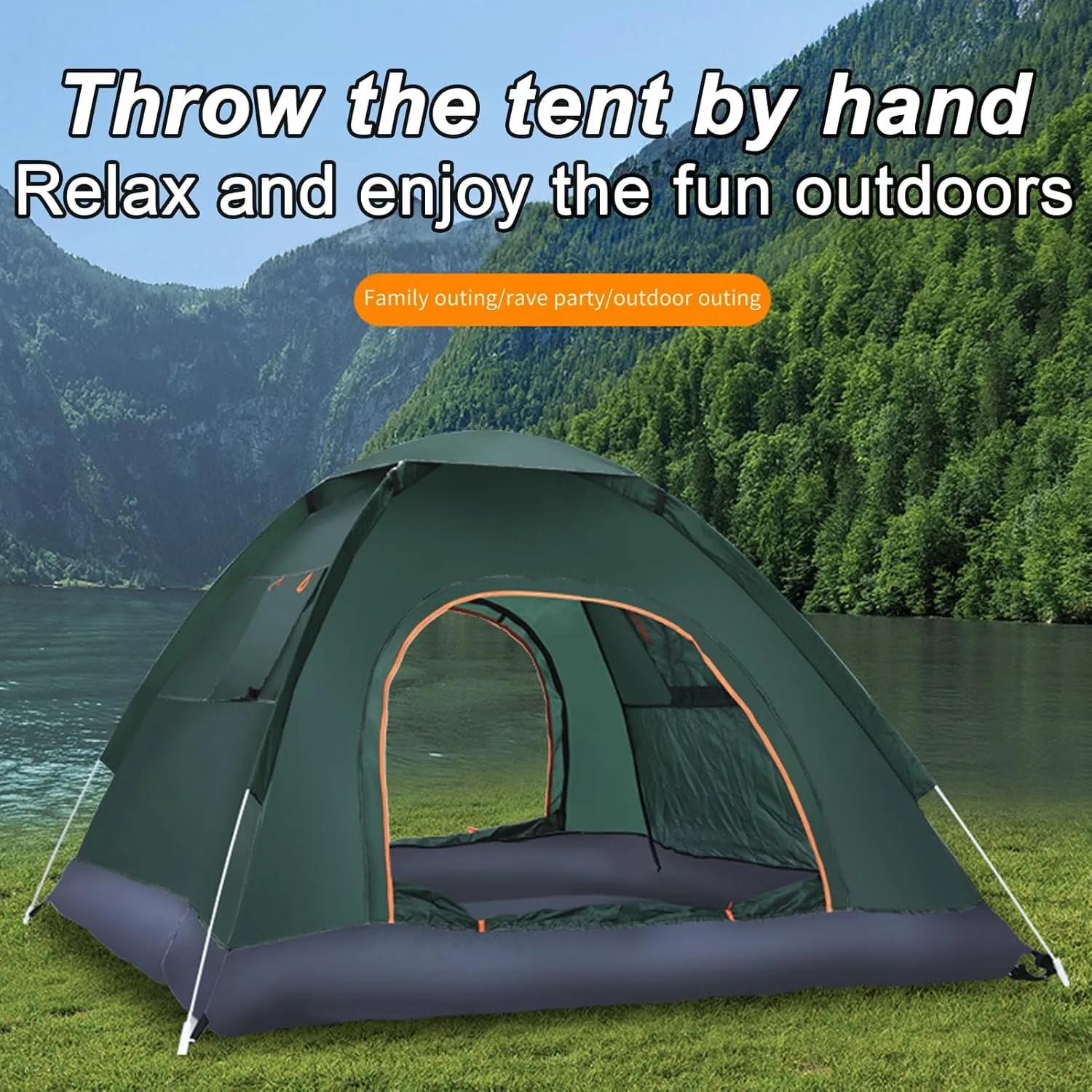 Automatic Outdoor Camping Tent,Portable Waterproof UV Protection Breathable Easy Setup Family Seaside Beach Sun Shelter Canopy Shade Tent,Lightweight Portable Beach Shade Tent S