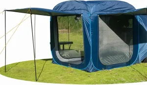 AVSMGP SUV Tent for Car Camping with Poles 3 Door Design Tents for Camping 5-8 Person Waterproof Rainfly Car Camping Tent for Couples Or Family,Blue