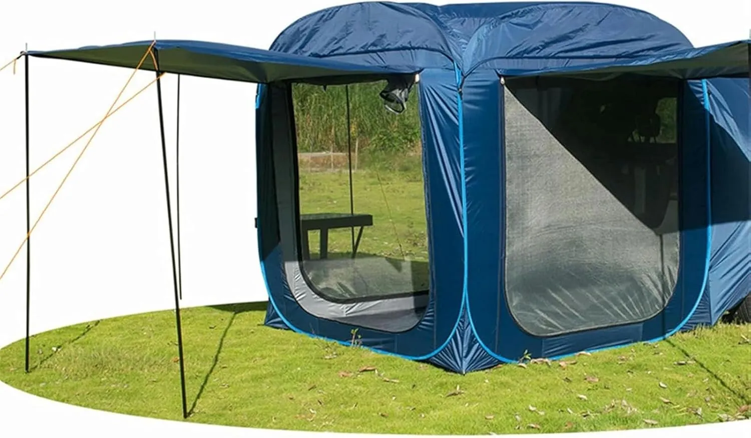 AVSMGP SUV Tent for Car Camping with Poles 3 Door Design Tents for Camping 5-8 Person Waterproof Rainfly Car Camping Tent for Couples Or Family,Blue