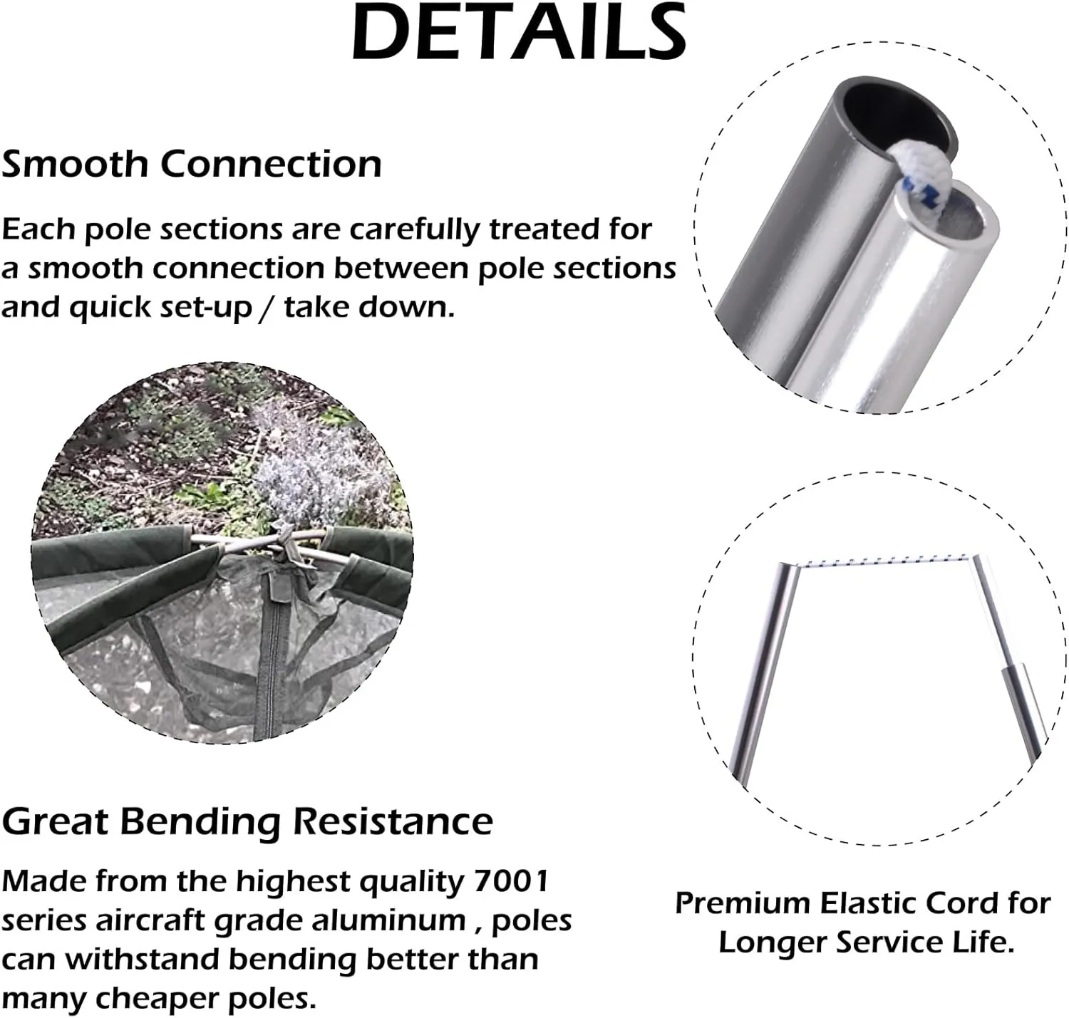 Azarxis Tent Poles Aluminum Tent Rod Replacement Camping Accessories, Multifunction Lightweight Tent Poles Repair Kit, 7001 Series Aircraft-Grade Aluminum