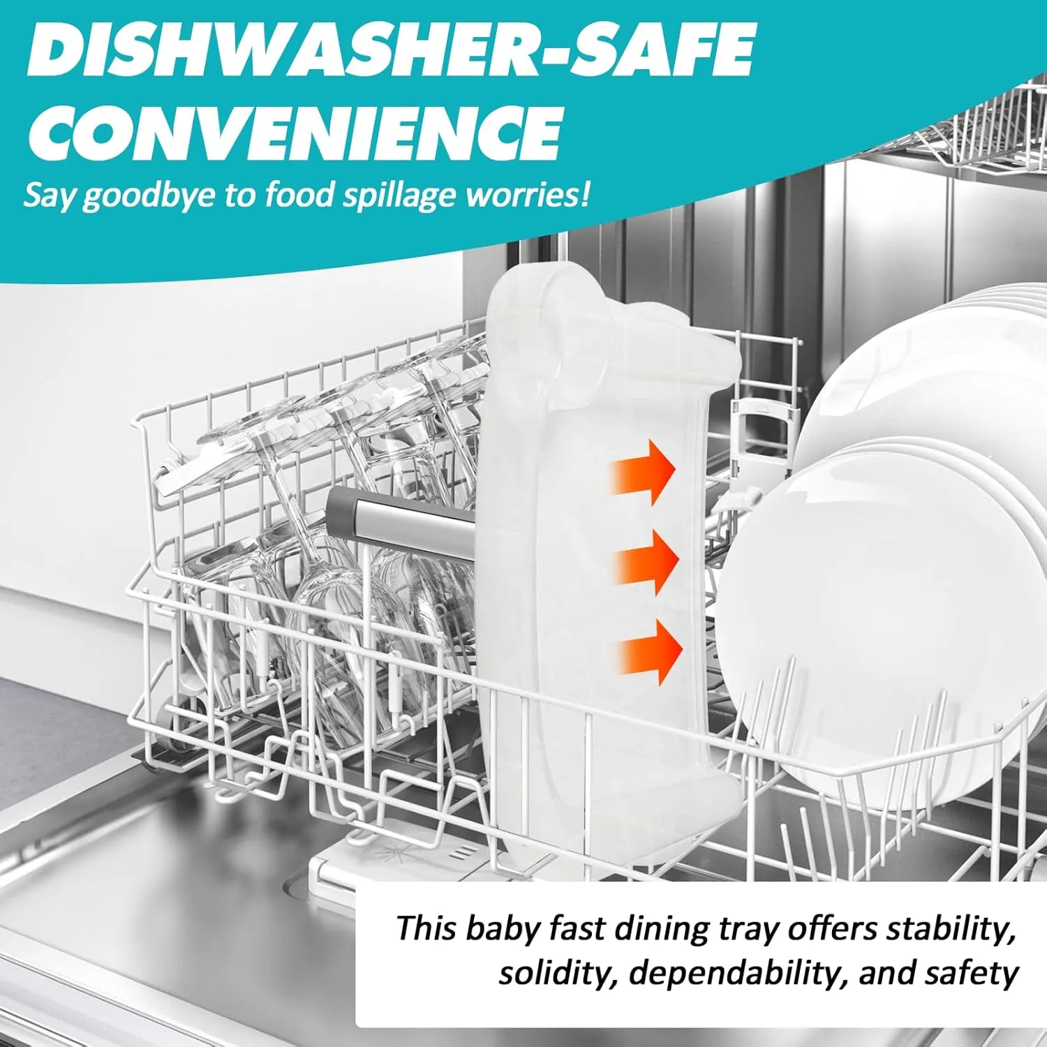 Baby Dining Tray Compatible with in-gle-sina Fast Table Chair Portable Baby Feeding Tray for Clip-On Hook-on Table Chair Ideal for Toddler Perfect for Meal, Restaurant - Clear Plastic