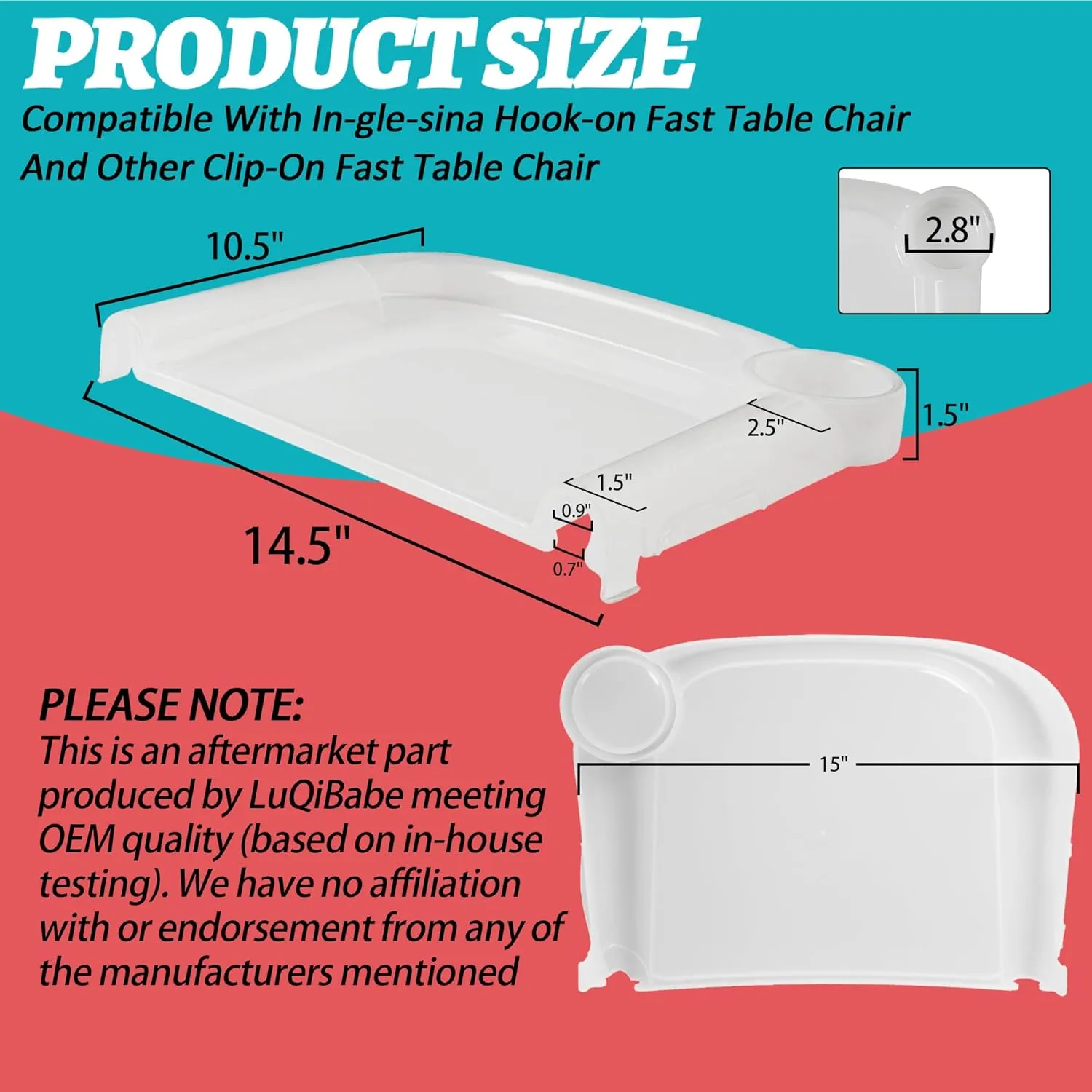 Baby Dining Tray Compatible with in-gle-sina Fast Table Chair Portable Baby Feeding Tray for Clip-On Hook-on Table Chair Ideal for Toddler Perfect for Meal, Restaurant - Clear Plastic