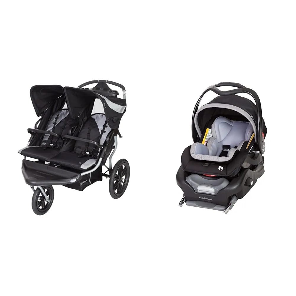 Baby Trend Navigator Lite Double Jogger Stroller, Europa & Secure Snap Tech 35 Infant Car Seat, Nimbus